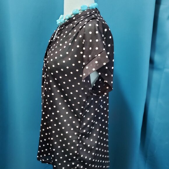 Classic Black & White sheer blouse  - Large - Picture 2 of 5